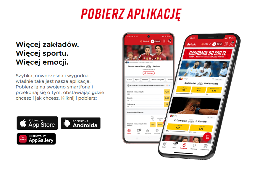 POBIERZ APLIKACJĘ BETCLIC Aplikacja Betclic