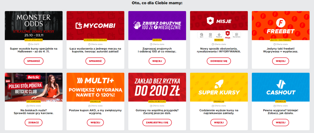 Pozostałe bonusy Betclic